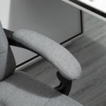 Ergonomisk Kontorsstol med Fotstöd, Höj- och Sänkbar Snurrstol i Linnetyg, Bekväm Skrivbordsstol med Ländkudde, Grå, 66 x 70 x 116-124 cm
