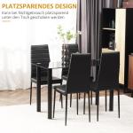 Matbord Köksbord Svart av Härdat Glas och Stål för Matsal och Kök 5-Delat Set med 4 Stolar Modernt Design