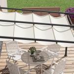 Gazebo Pergola Kräm av Stål och Tyg för Trädgård och Terrass Vindtät Paviljong med Justerbart Tak Solskydd 3 x 3 m