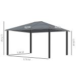 Lyxig Paviljong Trädgårdspaviljong Aluminium med PC-Tak Väderbeständig för Trädgård och Terrass 430 X 360 X 280 Cm