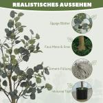 Konstgjord Växt Eukalyptus Konstträd i Kruka Grön av Plast och Cement för Vardagsrum och Kontor Naturtrogen Dekoration Höjd 150 cm