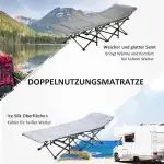 Hopfällbar Tältsäng med Madrass, Bekväm Campingsäng med Sidoficka, Robust Extrasäng för Gäster och Utflykt, Ljusgrå, 150 kg
