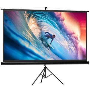 Projektorduk med Stativ och HD 4K-upplösning för Hemmabio Hållbar och Ergonomisk Svart Tyg och Metall 221 x 124 cm