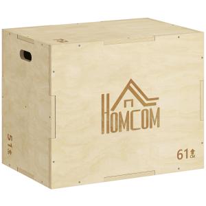 Plyobox Stabil Natur Trä för Gym och Hemmaträning med Tre Sprunghöjder och Handtag Robust Hoppbox för Crossfit och Styrka 61 x 51 x 76 cm