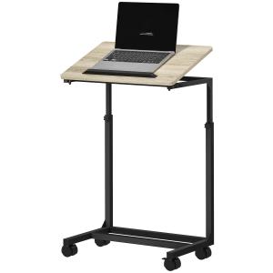 Höjdjusterbart Sidobord, Skrivbord och Sängbord med 4 Hjul i Metallram