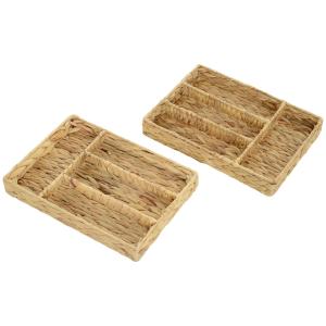Förvaringskorgar Hyllkorgar Set om 2 Vävda Korgar Natur av Vattenhyacint för Vardagsrum och Kök Organisering av Hemmet 36 x 26 x 5 cm