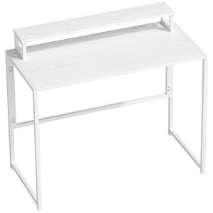 Skrivbord Hopfällbar Platsbesparande Vit MDF för Hemmakontor med Monitorhylla Arbetsbord för Studier 100x48x87,5 cm