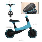 Balanscykel Barncykel Blå av Metall och Plast för Barn 1,5-3 År Höj och Sänkbar Sits Utan Pedal Perfekt för Första Körförsök