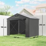 Tältgarage Rymlig Vattentät Mörkgrå PE för Motorcykel och Verktyg Upprullningsbar Dörr Ventilationsfönster 250x180 cm