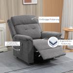 Elektrisk TV-Stol med Uppresningshjälp, Bekväm Relaxfåtölj i Tyg, Justerbar Liggfunktion för Seniorer, Grå, 89 x 96 x 108 cm, 170 kg