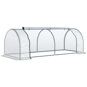Växthus med Dörr, Kallram, Stål och Plast, 250 x 100 x 80 cm, Grön
