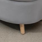 Oval Sittbänk med Förvaring, Klädd Bänk i Sammet med Träben, Elegant Inredning för Hall och Sovrum, Ljusgrå, 71 x 51,5 x 42 cm