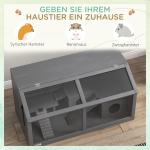 Hamsterbur i Trä med Hängbro och Stegar för Guldhamster och Smådjur Hållbar och Lättmonterad Grå Massivt Trä och Metall 84 x 45 x 44 cm