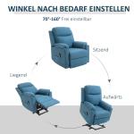 Elektrisk TV-Stol med Uppresningshjälp, Bekväm Relaxfåtölj i Linnetyg, Justerbar Liggfunktion för Seniorer, Blå, 83 x 89 x 102 cm