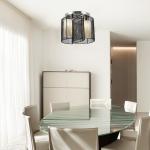 Taklampa Vintage 2-Lampa E27 Sockel för Vardagsrum och Matsal Svart Ø47,5 X 33 Cm