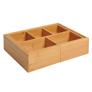Förvaringslåda Utdragbar Organisatör Bambu Naturlig och Miljövänlig Förvaring Natur 24,6 X 17,6 X 7 Cm
