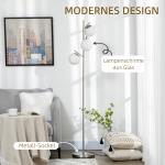 Golvlampa Stålampe Silver Vit av Glas och Metall för Vardagsrum med 3 Glasskärmar E27 Sockel Modern Belysning 169 cm 40 W