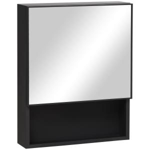 Spegelskåp i Rostfritt Stål, Stilrent Väggskåp med Hyllor, Modern Förvaring för Badrum, Silver, 46 x 13,5 x 58 cm