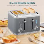 Frukostset Vattenkokare och Brödrost Retro Grå Rostfritt Stål för Kök Snabbkokning och 7 Rostningslägen 1,7 Liter 2200W