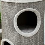 Klöstunna 2 Våningar Ljusgrå Sisal och Plysch för Katter Kattgrotta med Klösyta och Mjuk Kant Kompakt 60 cm Hög Ø 35 cm