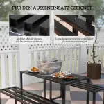 Utemöbler Set 3 Delar Festset Sittgrupp med Bord och 2 Bänkar Svart Metall 110 X 55 X 70 Cm