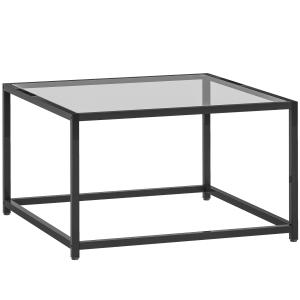 Sidobord Kvadratiskt och Nattduksbord med Bordsskiva i Härdat Glas för Vardagsrum Hållbar och Stabil Svart Stål och Glas 68 x 68 x 39 cm