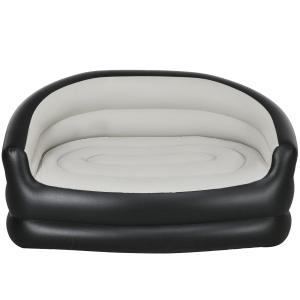 Uppblåsbar Soffa Luftsoffa Ljusgrå av Plysch och PVC för Inomhus och Utomhus Bekväm Soffa för 2 Personer 125 x 100 x 87 cm