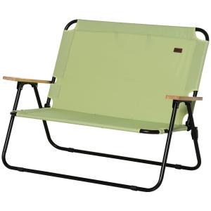 Campingstol Regissörsstol 2-Sits Hopfällbar Ljusgrön av Tyg och Metall för Picknick och Vandring Bärbar Stol 160 kg 114 x 67 x 80 cm