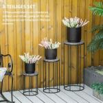 Blomställ i Marmorlook 3-Pack, Stapelbara blompallar för Krukor, Dekorativa Växtställ för Inomhusbruk, Vit/Guld