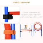 Agility Träningsset Blå Röd PE och Polyester för Hundsport 3 i 1 Slalom Tunnel och Hoppring Justerbar