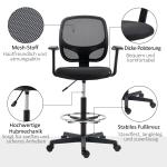 Ergonomisk Ritstol med Fotring, Höj- och Sänkbar Arbetsstol, Bekväm Snurrstol för Höga Skrivbord, Svart, 60 x 56 x 110-132 cm