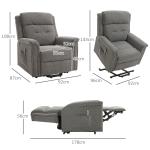 Elektrisk TV-Stol med Uppresningshjälp, Bekväm Relaxfåtölj i Tyg, Justerbar Liggfunktion för Seniorer, Grå, 89 x 96 x 108 cm, 170 kg