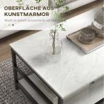 Soffbord Sidobord Marmorlook av Stål för Vardagsrum och Sovrum Set med 2 Bord i Modern Design