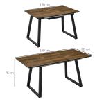 Utdragbart Matbord i Industriell Stil, Robust Köksbord med Metallben, Flexibel Matplats för 6 Personer, Svart/Brun, 120-160 x 80 cm