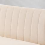 Soffa Loveseat 2-Sits Krämvit av Tyg med Linnelook och Trä för Vardagsrum Dubbelsoffa med Träben Lastkapacitet upp till 150 kg 117 x 56,5 x 77 cm