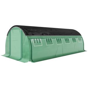Växthus Filmtunnel med 12 Fönster Grön av PE Plast för Trädgård Vintertätt Tomathus med Rulldörr 6 x 3 x 2 m