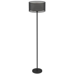 Golvlampa med Tvåfärgad Lampskärm och Fotkontakt i Metall, Svart