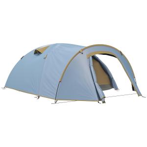 Campingtält för 4 Personer, Vattentätt Tunneltält med 2 Dörrar och Packpåse, Ljusblått, 3,45x2,4x1,3 m
