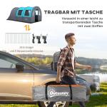 Tunneltält Familjetält Grå av Polyester för Camping 6 Personer med 2 Rum och Ljuskrokar Vattenpelare 3000 mm