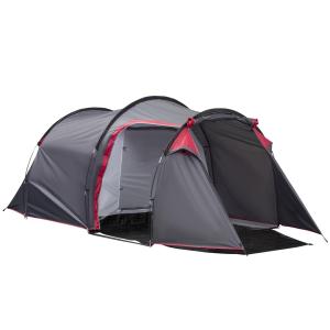 Tunneltält Campingtält Grå av Glasfiber och Polyester för Utomhusäventyr 2-3 Personer med Pinnar Vattentät 426 x 206 x 154 cm