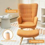 Fåtölj Öronlappsfåtölj med Pall Brun av Manchesterlook och Trä för Vardagsrum Loungestol med Hög Rygg