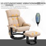 Elektrisk Massagestol med Liggfunktion, Bekväm Relaxfåtölj med 5 Massagelägen, Stilren TV-Stol i Konstläder, Krämvit, 84 x 92 x 109 cm