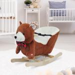Gunghäst Gungleksak Brun Plysch och Trä för Barn Gungbjörn med Sång Present och Julklapp