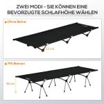 Hopfällbar Campingsäng i Aluminium, Lättviktig Tältsäng med Bärväska, Robust Extrasäng för Utomhusbruk, Svart, 190 x 65 x 38 cm, 150 kg