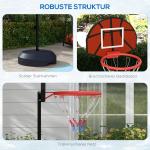 Basketkorg Basketstativ Svart Röd av Metall och Plast för Inomhus och Utomhusbruk Höjdjusterbar med Stativ 129-179 cm