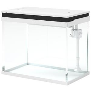 Akvarium Fisktank med Filtersystem Vit av Glas för Fiskar Kompakt Akvarium med LED Belysning och Vattenpump 41 l