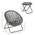 Trädgårdsmöbler Balkongset Stålgrå av Metall för Terrass och Trädgård Fällbart med Soffbord och 2 Stolar inklusive Kuddar