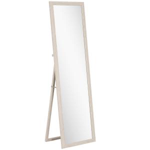 Helkroppsspegel med Ram Vit Glas och MDF för Sovrum och Hall Modern Golvspegel med Stativ och Väggfäste Klar Reflektion Minimalistisk 160 x 50 cm