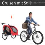 Hundvagn Cykelvagn 2 i 1 Jogger Röd Svart Oxford Tyg för Hundar och Husdjur Hopfällbar med Regnskydd 155 X 83 X 108 Cm
