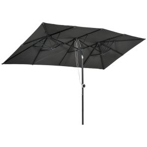 Parasoll Trädgårdsparaply Grå av Polyester och Metall för Uteplats Justerbart Dubbelparasoll Marknadsparaply Solskydd 150 x 295 cm